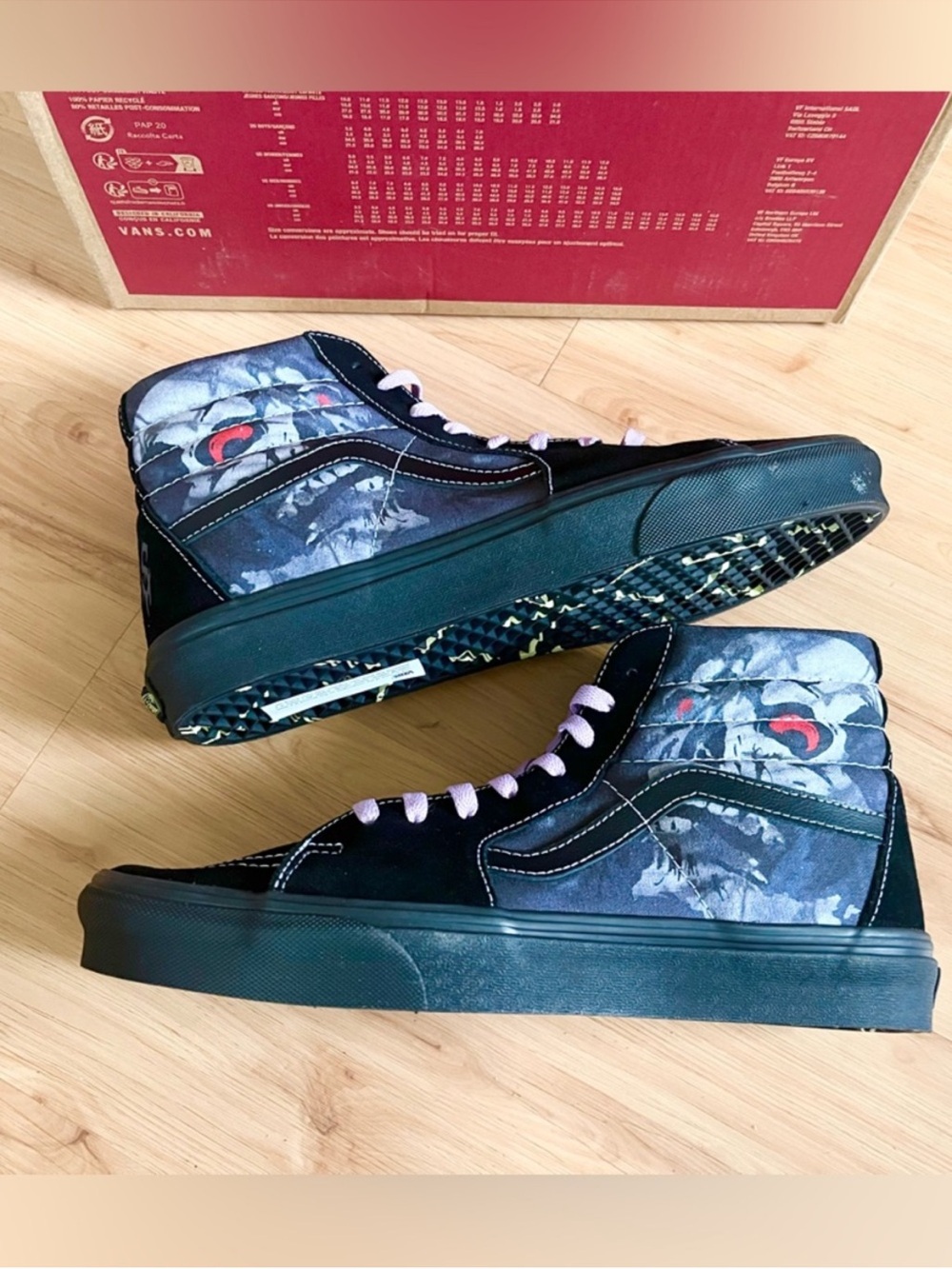 Vans SK8-Hi Midnight Shift Black Skull' Women 12.0 US Mens 10.5 US - Picture 11 of 13
